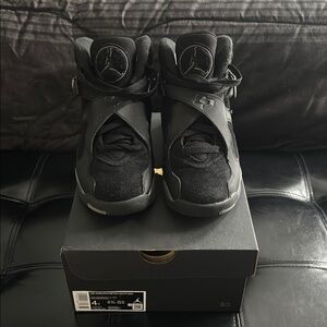 Boys Jordan 8 Retro Black Sneakers